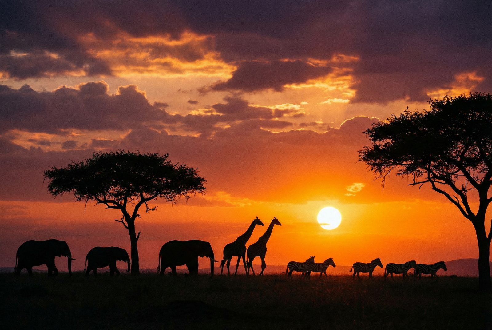 猎奇非洲草原日落视频